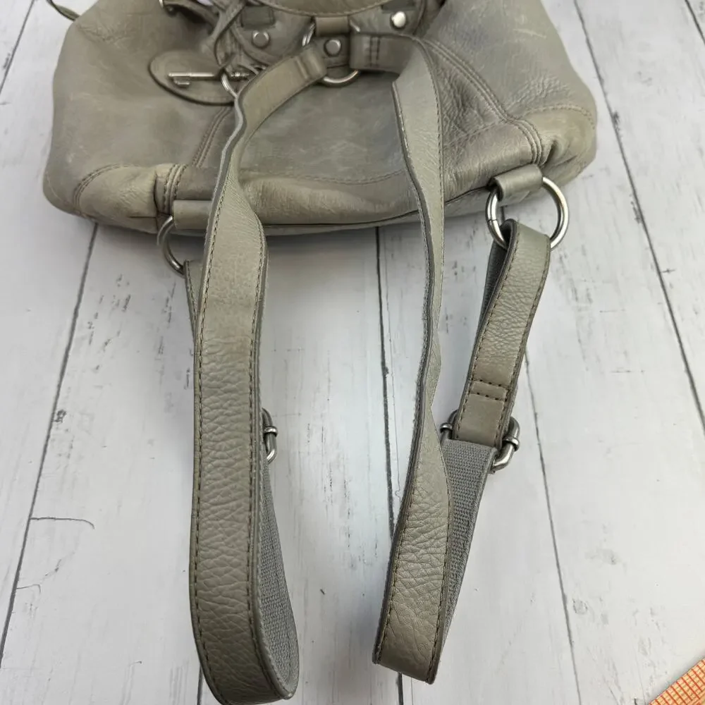 VTG Fossil Gray Pebbled Leather Maddox Distressed 1954 Keyhole Key Backpack Bag